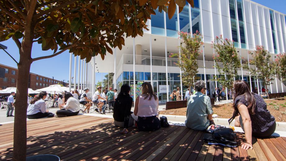 Students sitting in Kambri, ANU