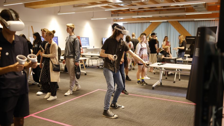 Group of people using VR headsets
