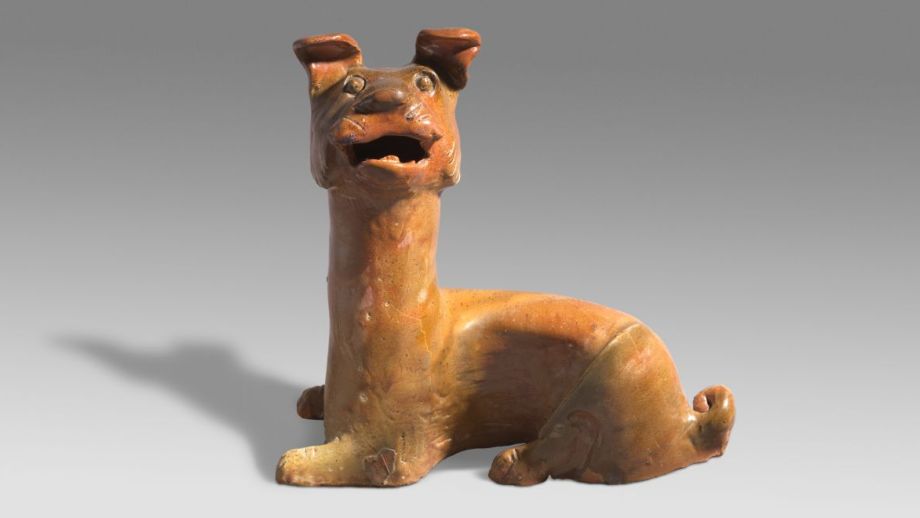 Image: Reclining dog, Han dynasty, earthenware; glaze. Gift of TT Tsui, Hong Kong, through the National Gallery of Australian Foundation 1995. Image courtesy of the National Gallery of Australia.